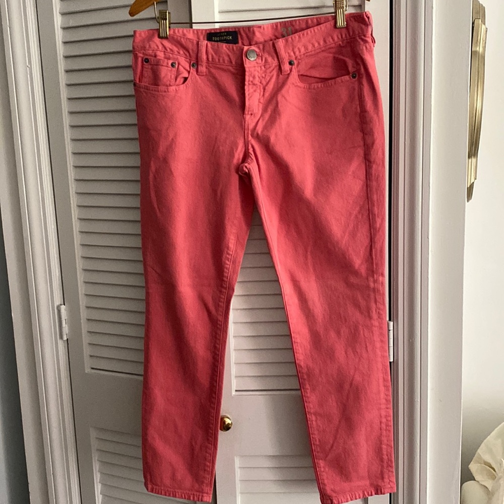 Toophpick pink/coral jeans by J. CREW, sz 32